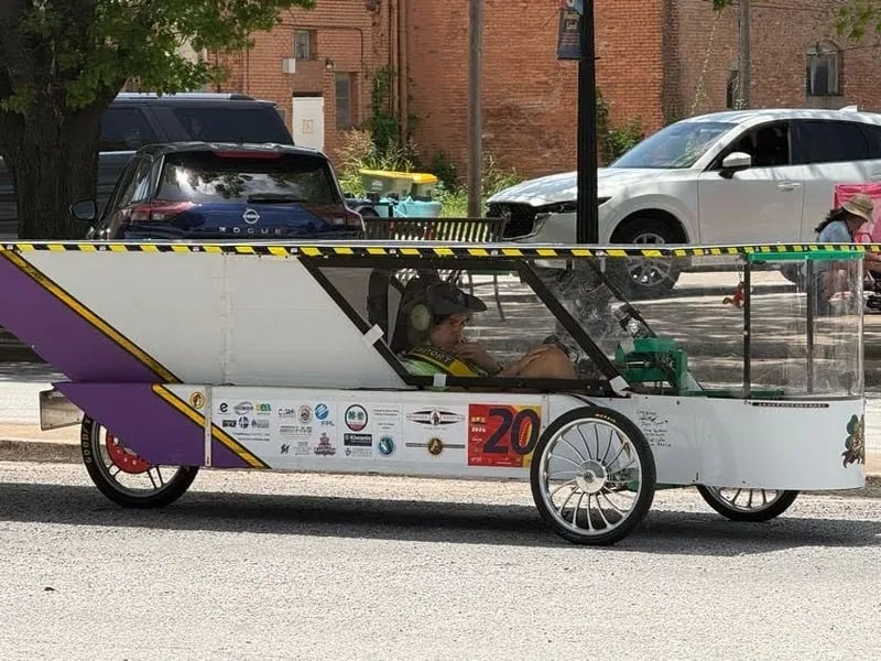 Driving through town